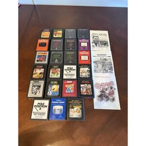 Vtg Atari Game Lot 20+ Games Activision Qbert Pac Man Manuals OEM